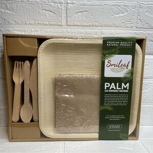 New Palm Leaf Disposable Tableware by Smile Leaf Tableware, Pack of 15